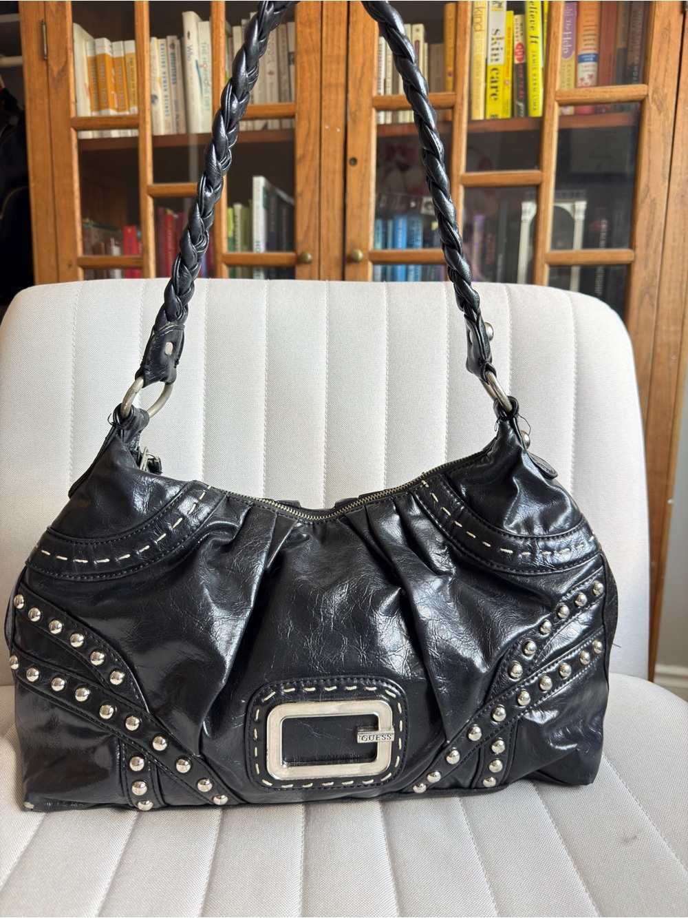 Vintage Guess Y2K Studded Hobo Shoulder Bag